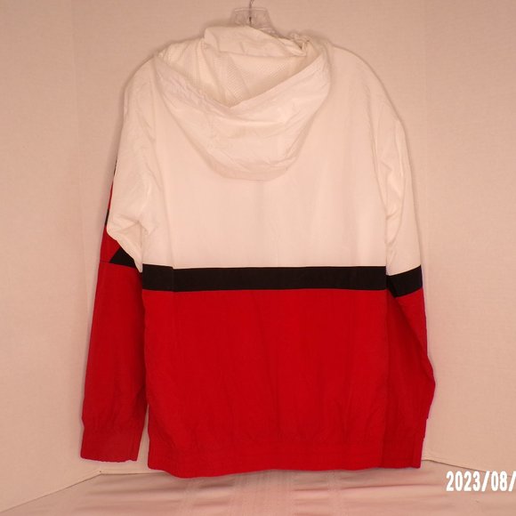 UNISEX AIR JORDAN RED, WHITE AND BLACK HOODED FULL ZIPPERED WINDBREAKER JACKET - Picture 9 of 11